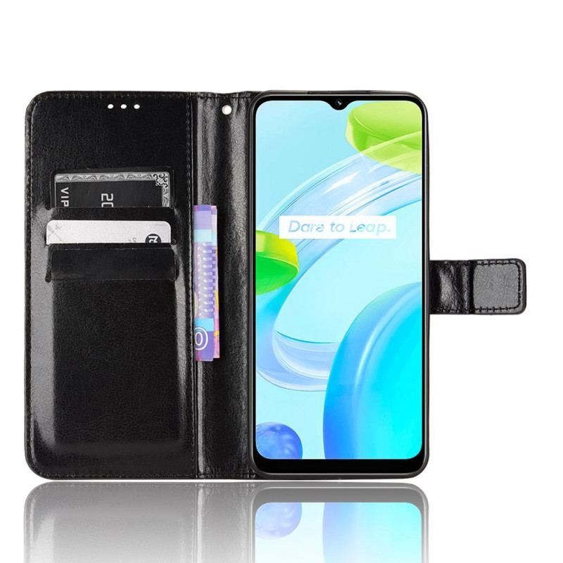 Housse Realme C30 Simili Cuir Ciré à Lanière