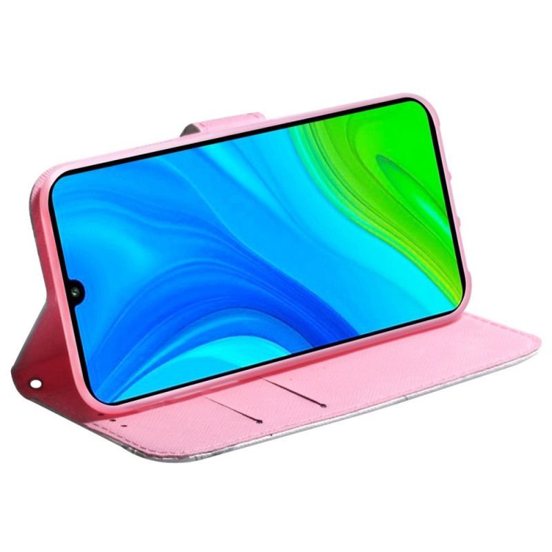 Housse Realme C35 Chat et Fraise à Lanière