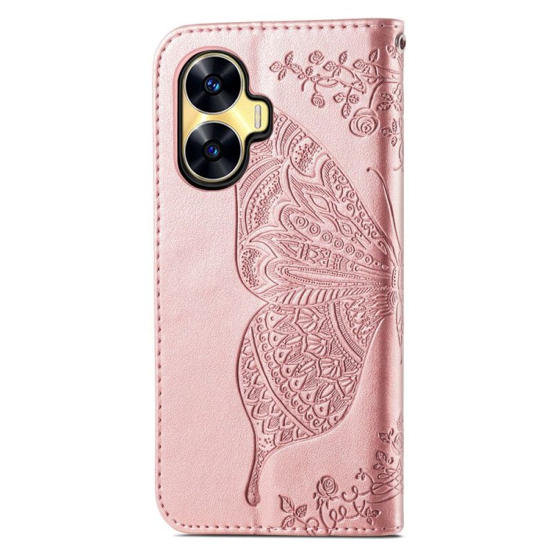 Housse Realme C55 Papillon Baroque à Lanière