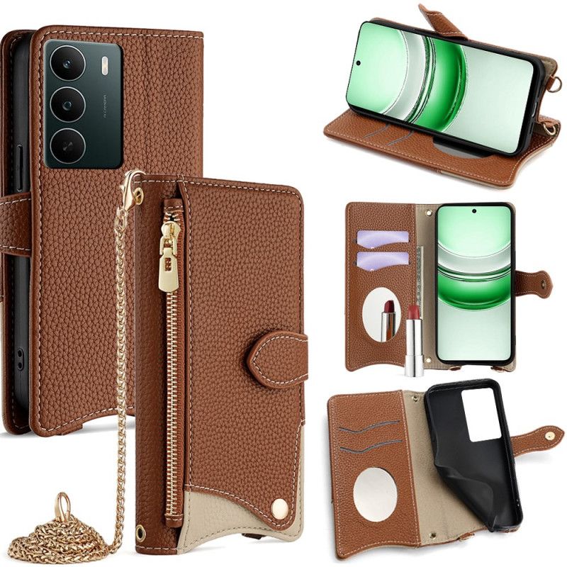 Housse Realme C71 Portefeuille Bicolore avec Miroir et Bandoulière