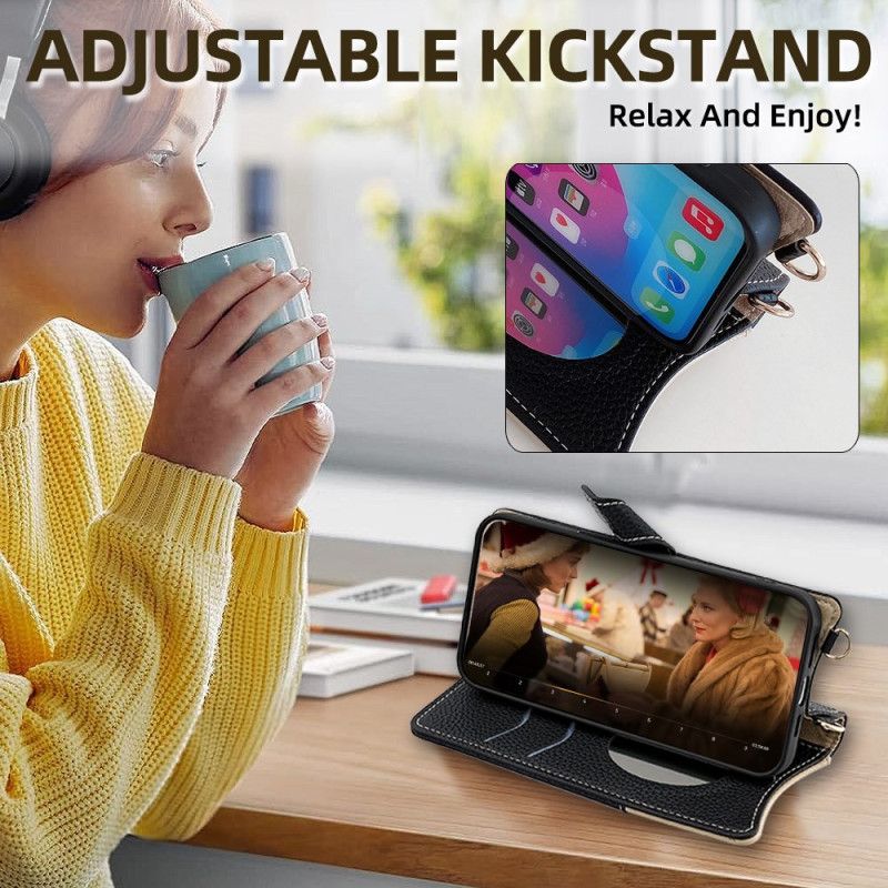 Housse Realme C71 Portefeuille Bicolore avec Miroir et Bandoulière