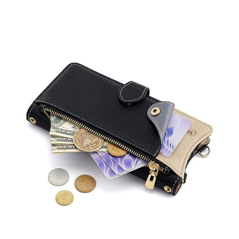 Housse Realme C71 Portefeuille Bicolore avec Miroir et Bandoulière