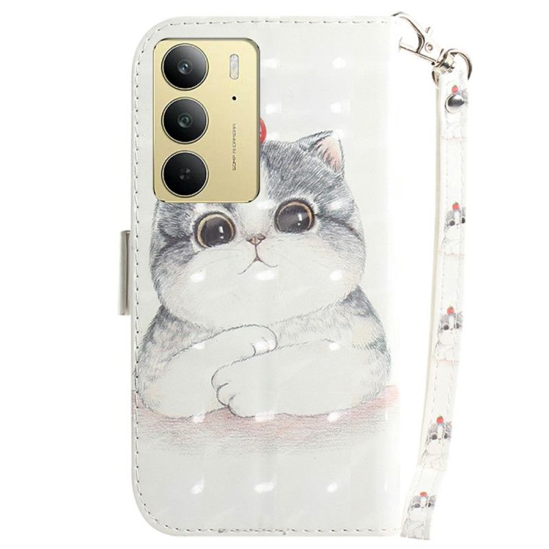 Housse Realme C75 Chat et Fraise à Lanière