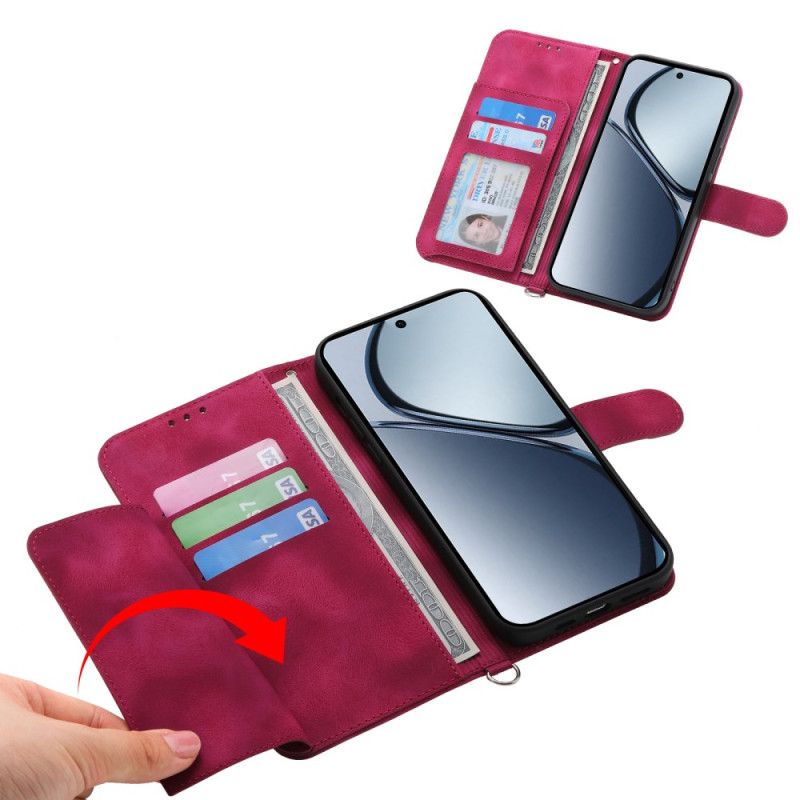 Housse Realme C75 Effet Daim Dentelle avec Lanière et Bandoulière