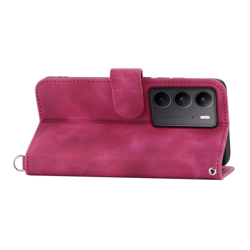 Housse Realme C75 Effet Daim Dentelle avec Lanière et Bandoulière