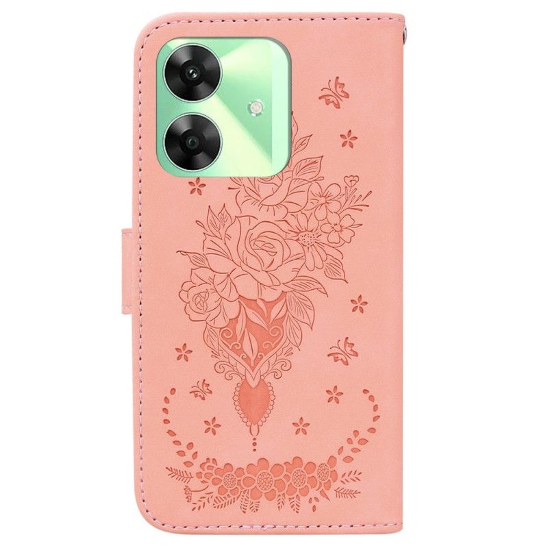 Housse Realme Note 60 / 60X / C63 / C61 Effet Daim Roses