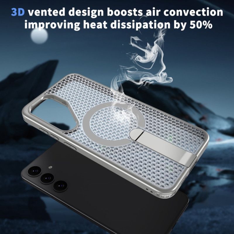 Coque magnétique avec support pour Samsung Galaxy S26 Magnétique et Support Texture Grille