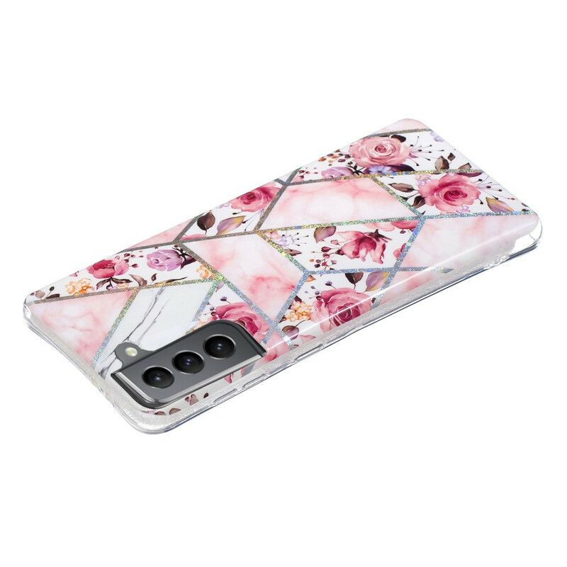 Coque Pour Samsung Galaxy S21 FE Marbrée Fleurs