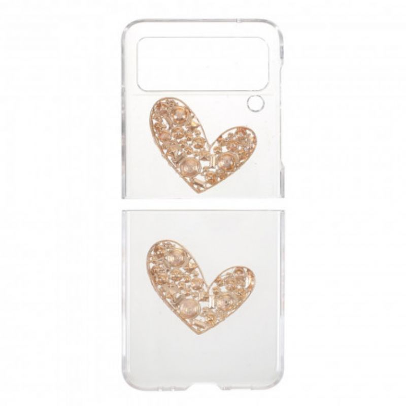 Coque Pour Samsung Galaxy Z Flip 3 5G Pierres Précieuses Coeur