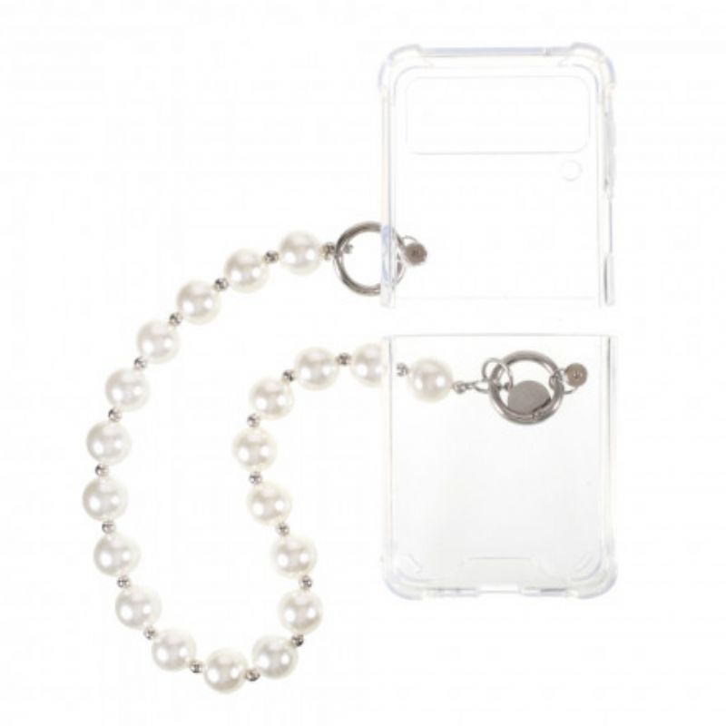 Coque Pour Samsung Galaxy Z Flip 3 5G Silicone Bracelet Perles