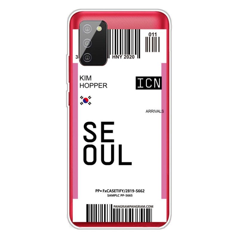 Coque Samsung Galaxy A02s Boarding Pass To Seoul