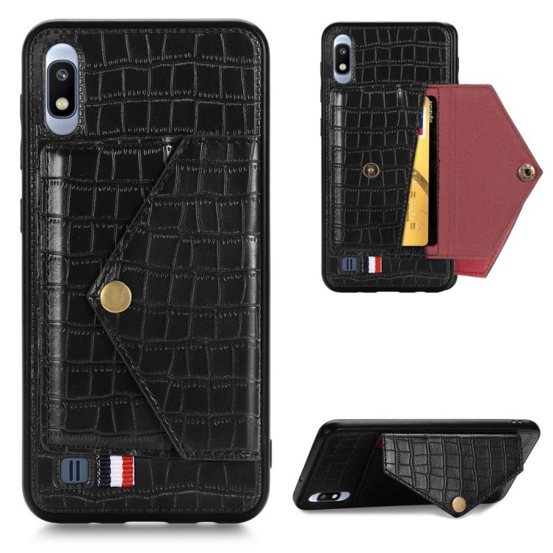 Coque Samsung Galaxy A10 Crocodile Porte-cartes Et Support