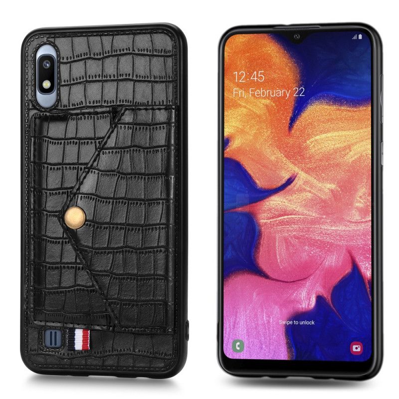 Coque Samsung Galaxy A10 Crocodile Porte-cartes Et Support