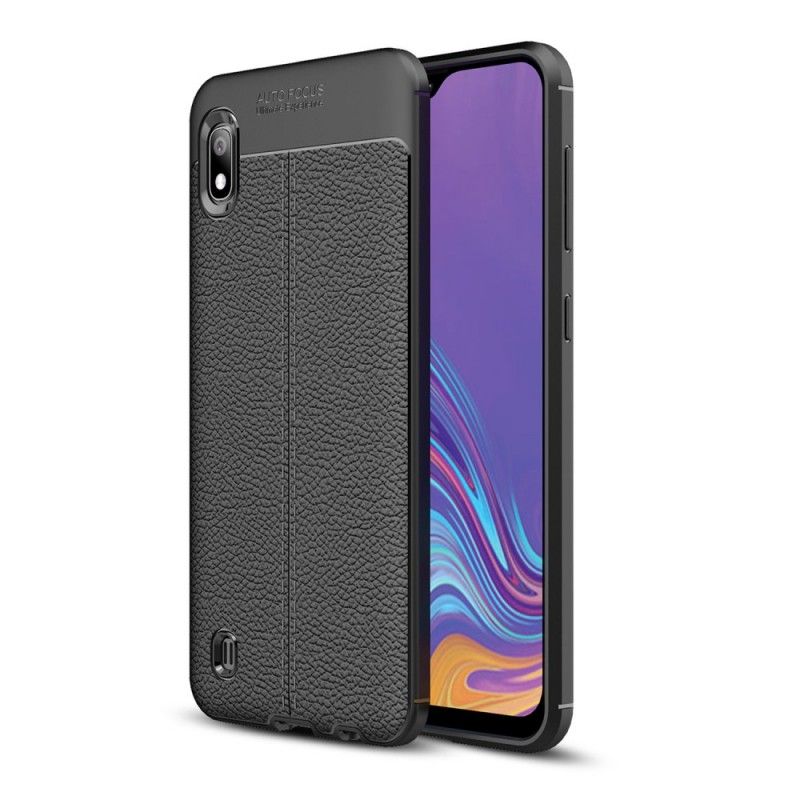 Coque Samsung Galaxy A10 Effet Cuir Litchi Double Line