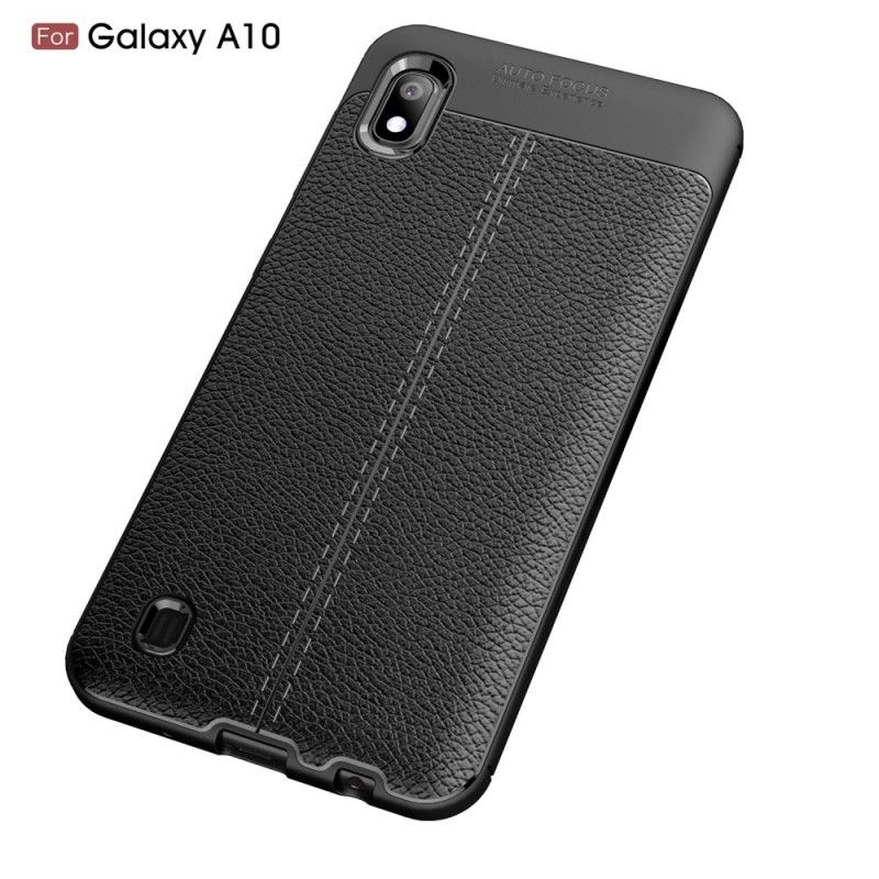 Coque Samsung Galaxy A10 Effet Cuir Litchi Double Line