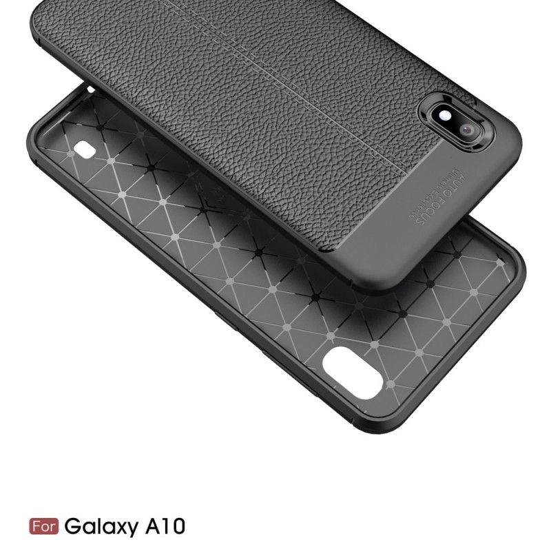 Coque Samsung Galaxy A10 Effet Cuir Litchi Double Line