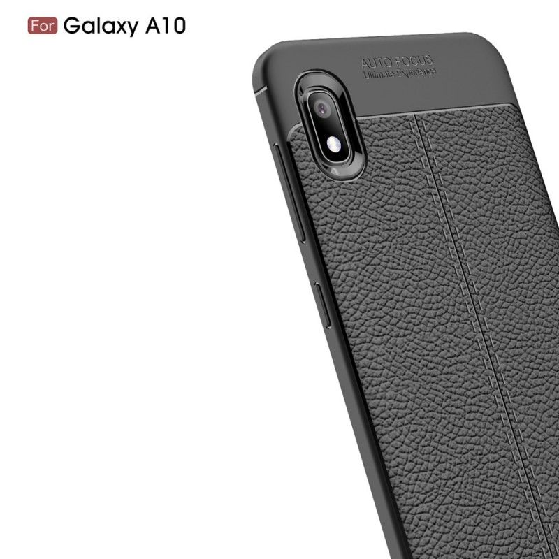 Coque Samsung Galaxy A10 Effet Cuir Litchi Double Line