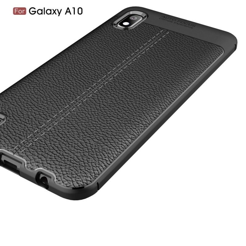 Coque Samsung Galaxy A10 Effet Cuir Litchi Double Line