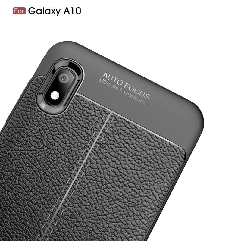 Coque Samsung Galaxy A10 Effet Cuir Litchi Double Line