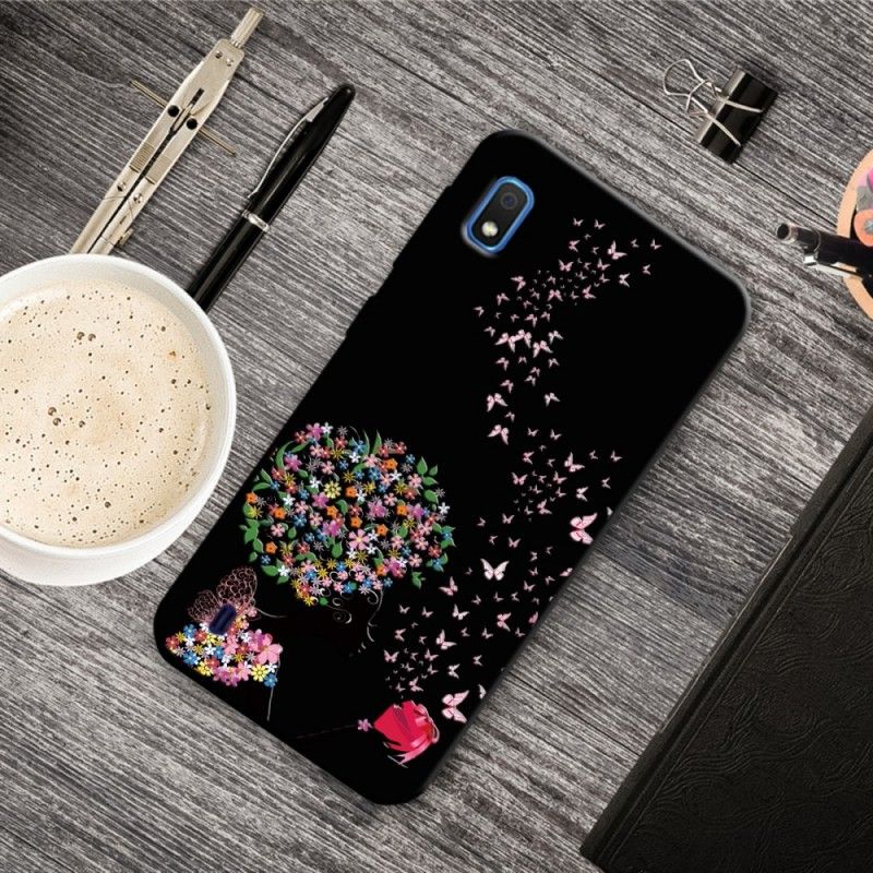 Coque Samsung Galaxy A10 Femme À La Tête Fleurie