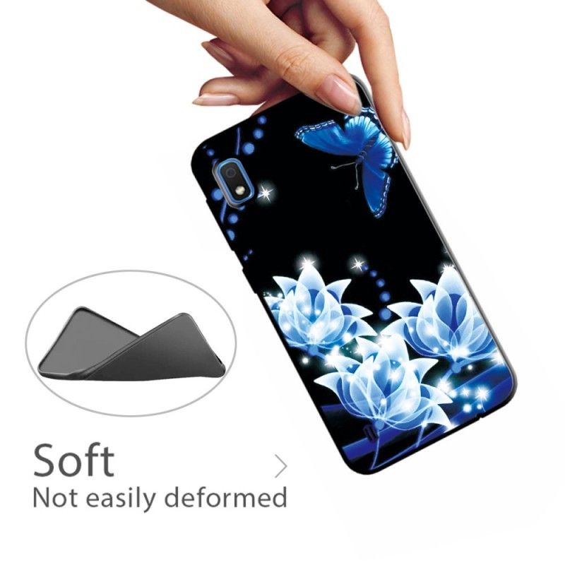 Coque Samsung Galaxy A10 Papillon Et Fleurs Bleus