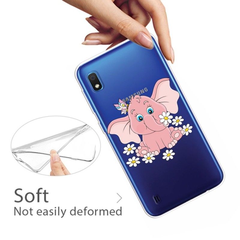 Coque Samsung Galaxy A10 Transparente Éléphant Rose