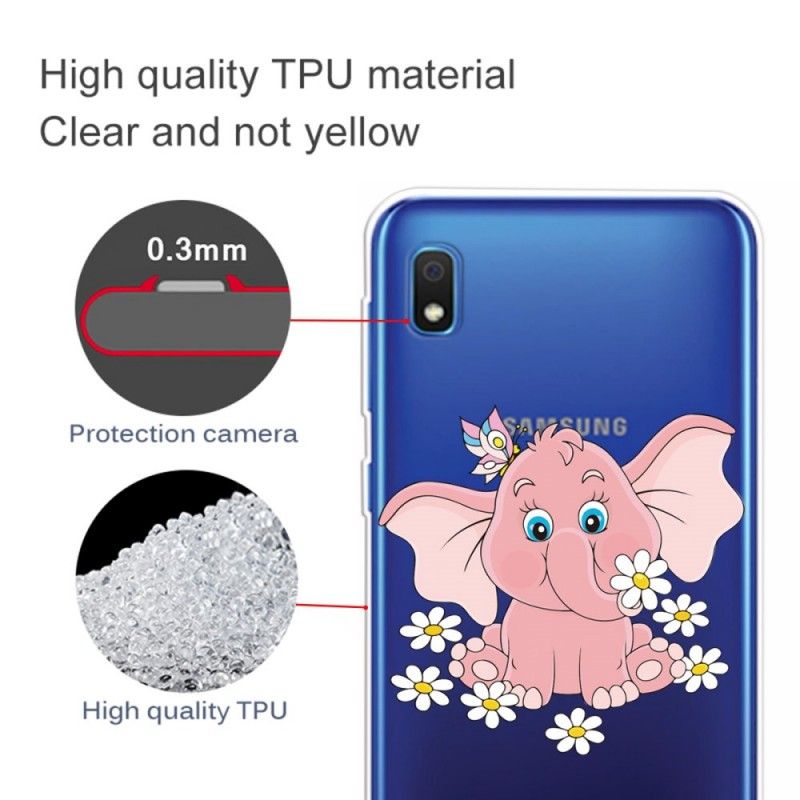 Coque Samsung Galaxy A10 Transparente Éléphant Rose