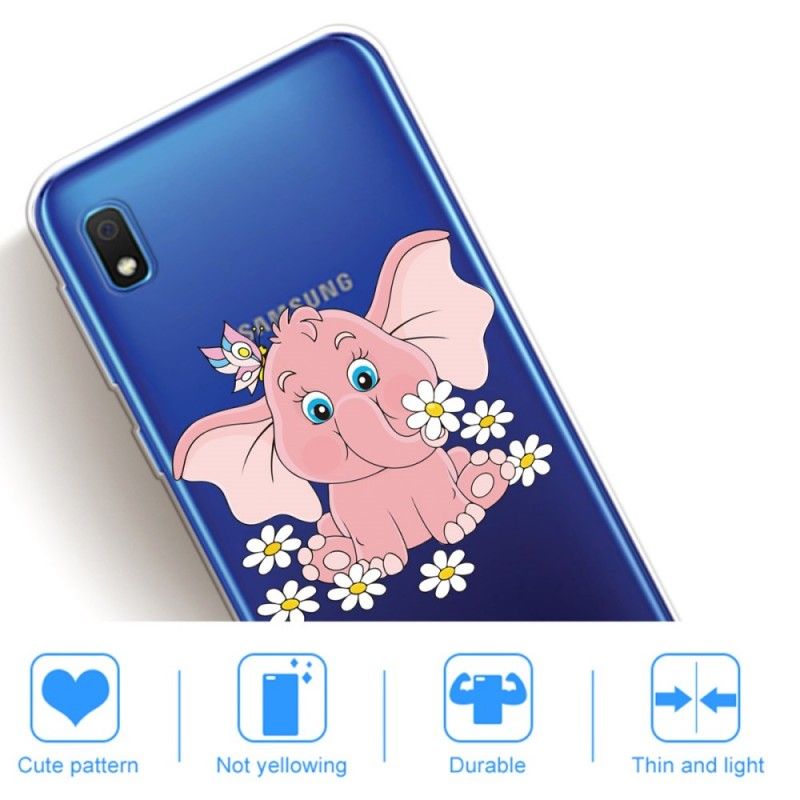 Coque Samsung Galaxy A10 Transparente Éléphant Rose