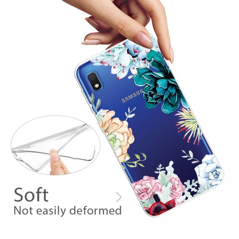 Coque Samsung Galaxy A10 Transparente Fleurs Aquarelles