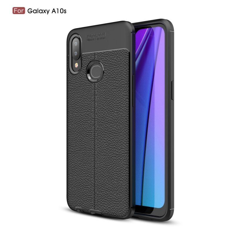 Coque Samsung Galaxy A10s Effet Cuir Litchi Double Line