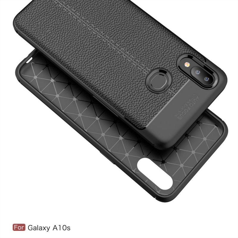 Coque Samsung Galaxy A10s Effet Cuir Litchi Double Line