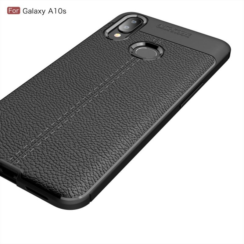 Coque Samsung Galaxy A10s Effet Cuir Litchi Double Line