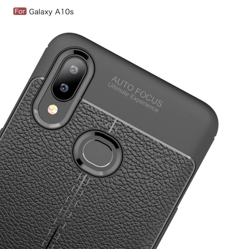 Coque Samsung Galaxy A10s Effet Cuir Litchi Double Line