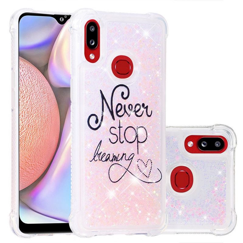 Coque Samsung Galaxy A10s Never Stop Dreaming Paillettes