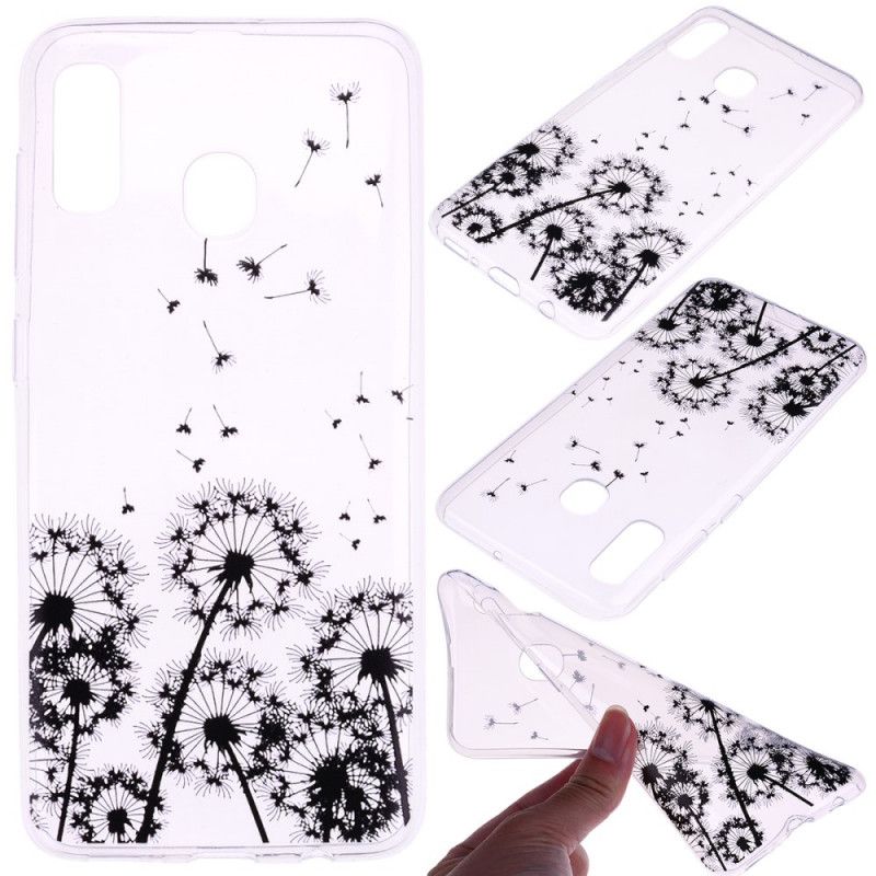 Coque Samsung Galaxy A10s Transparente Pissenlits Noirs