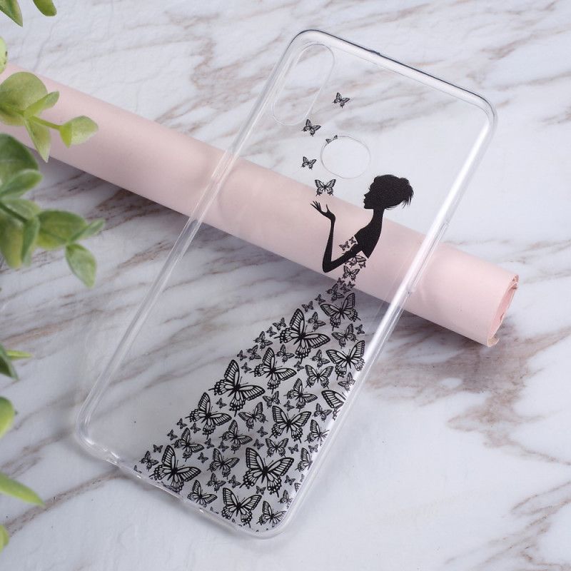 Coque Samsung Galaxy A10s Transparente Robe Papillons