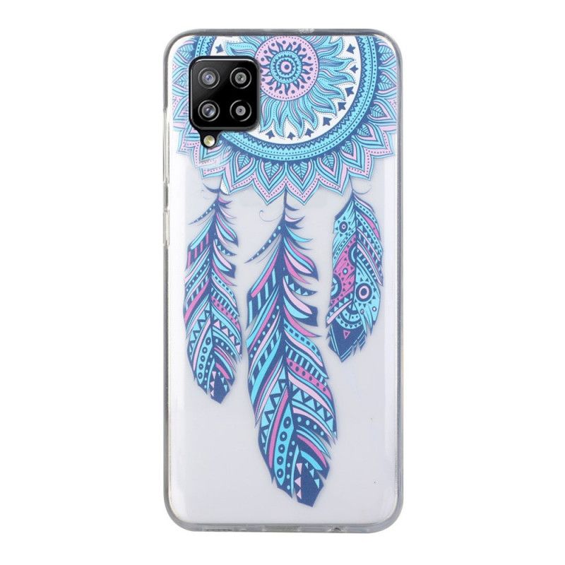 Coque Samsung Galaxy A12 Attrape Rêves Plumes Bleues