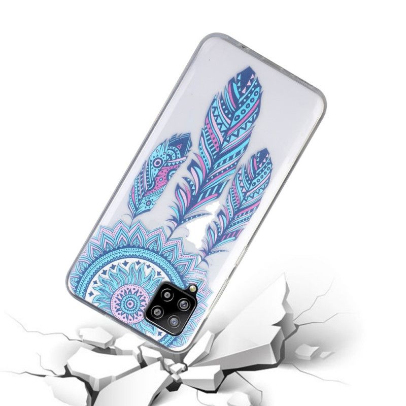 Coque Samsung Galaxy A12 Attrape Rêves Plumes Bleues