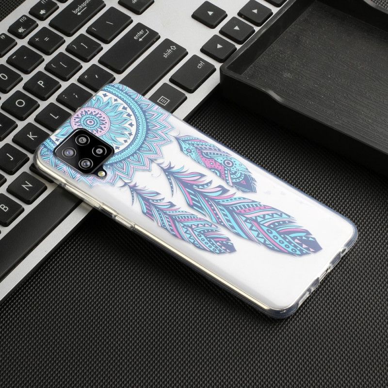 Coque Samsung Galaxy A12 Attrape Rêves Plumes Bleues