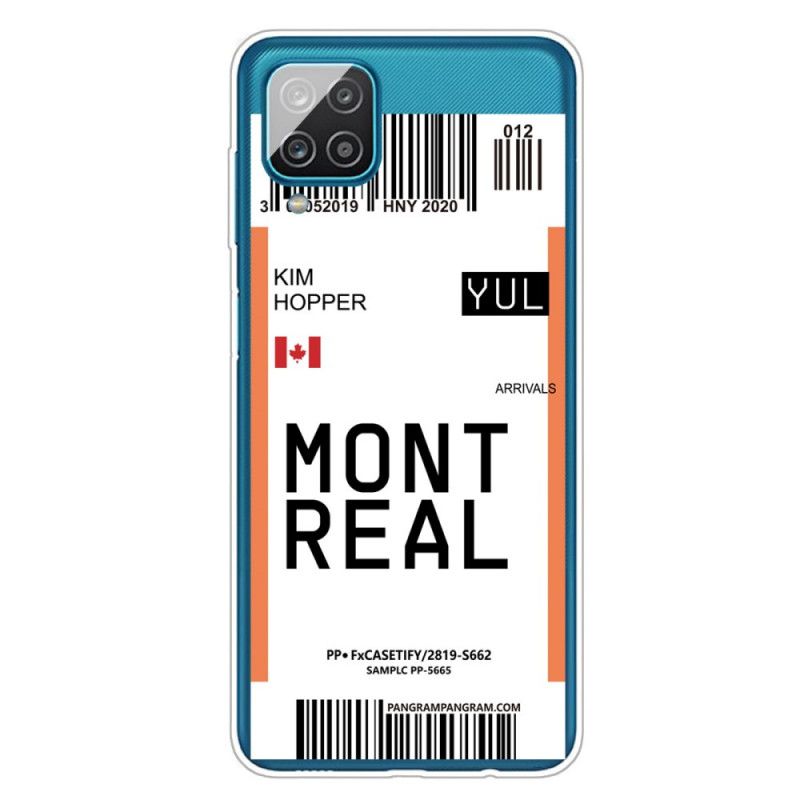 Coque Samsung Galaxy A12 Boarding Pass To Montreal