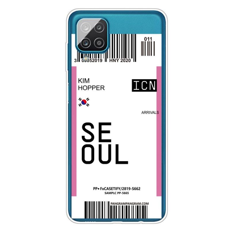 Coque Samsung Galaxy A12 Boarding Pass To Seoul