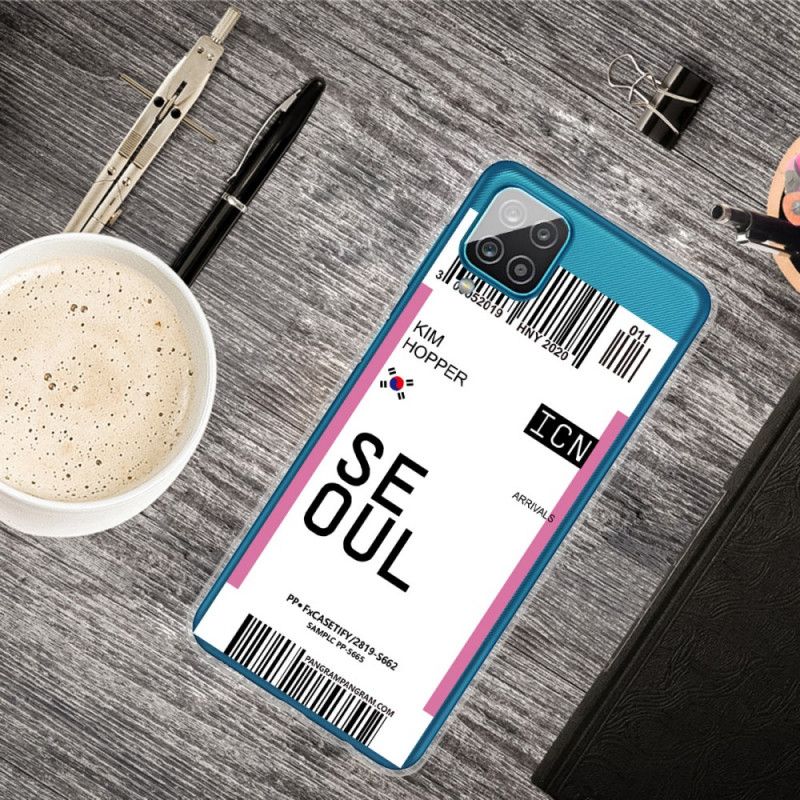 Coque Samsung Galaxy A12 Boarding Pass To Seoul