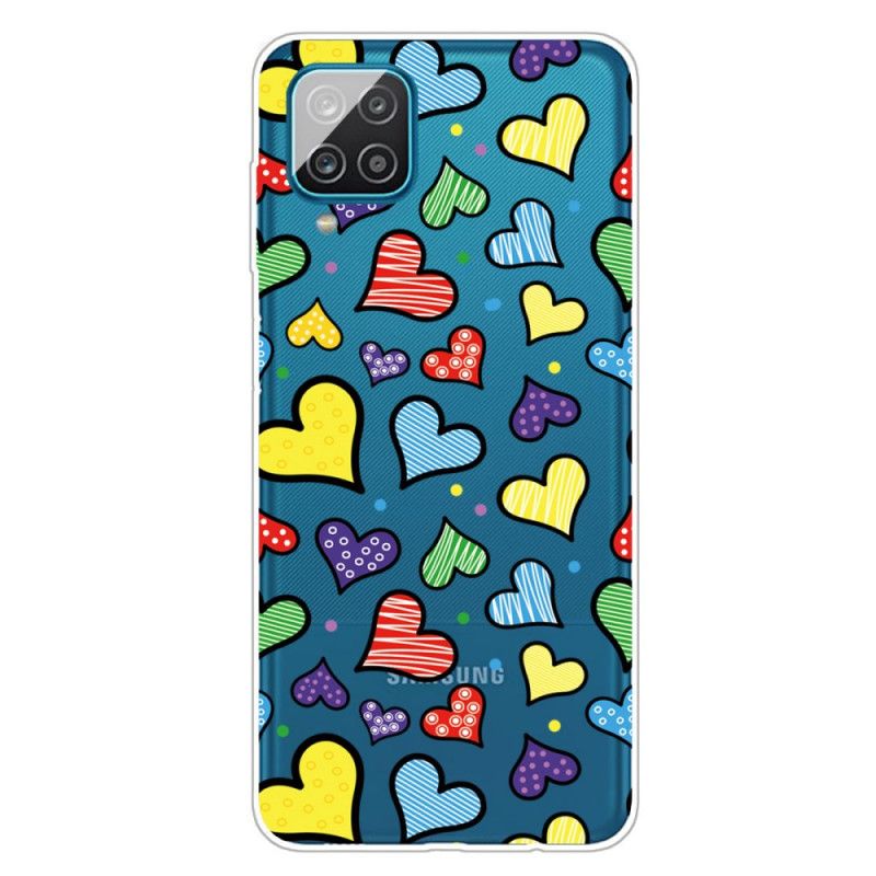 Coque Samsung Galaxy A12 Coeurs Multicolores