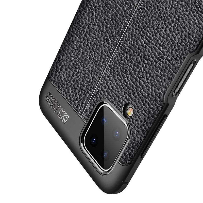 Coque Samsung Galaxy A12 Effet Cuir Litchi Double Line