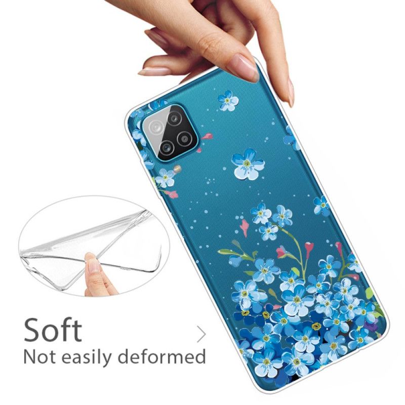 Coque Samsung Galaxy A12 Fleurs Bleues