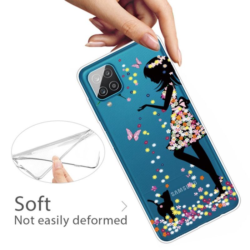 Coque Samsung Galaxy A12 Jolie Tête Fleurie