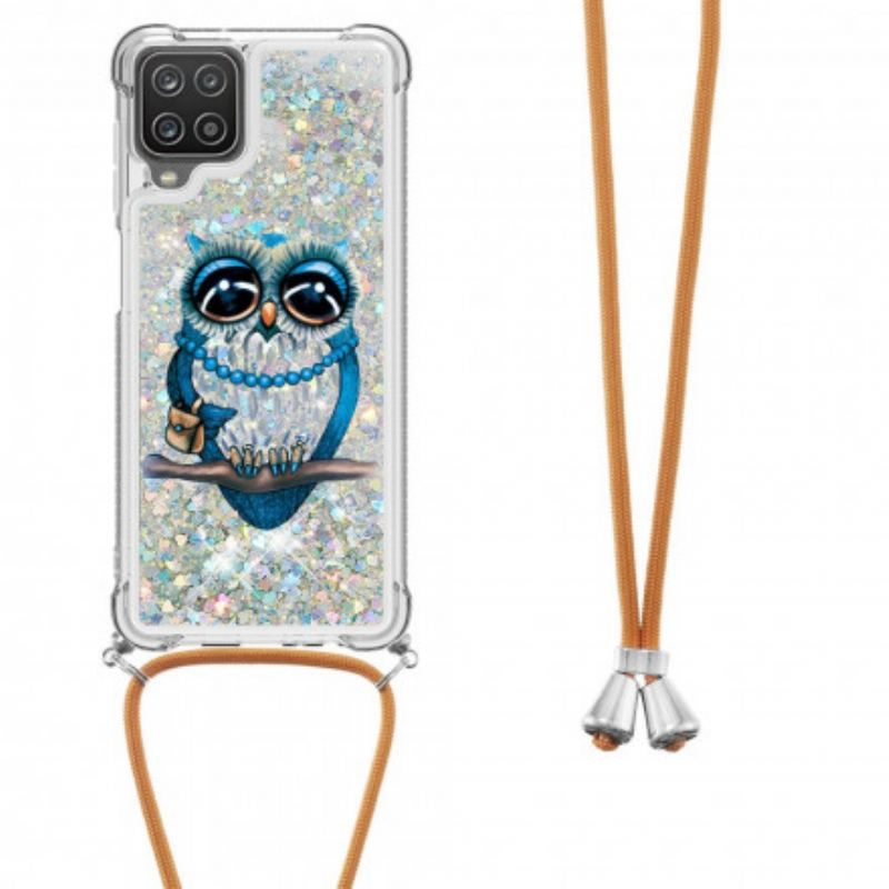 Coque Samsung Galaxy A12 / M12 à Cordon Paillettes Miss Hibou