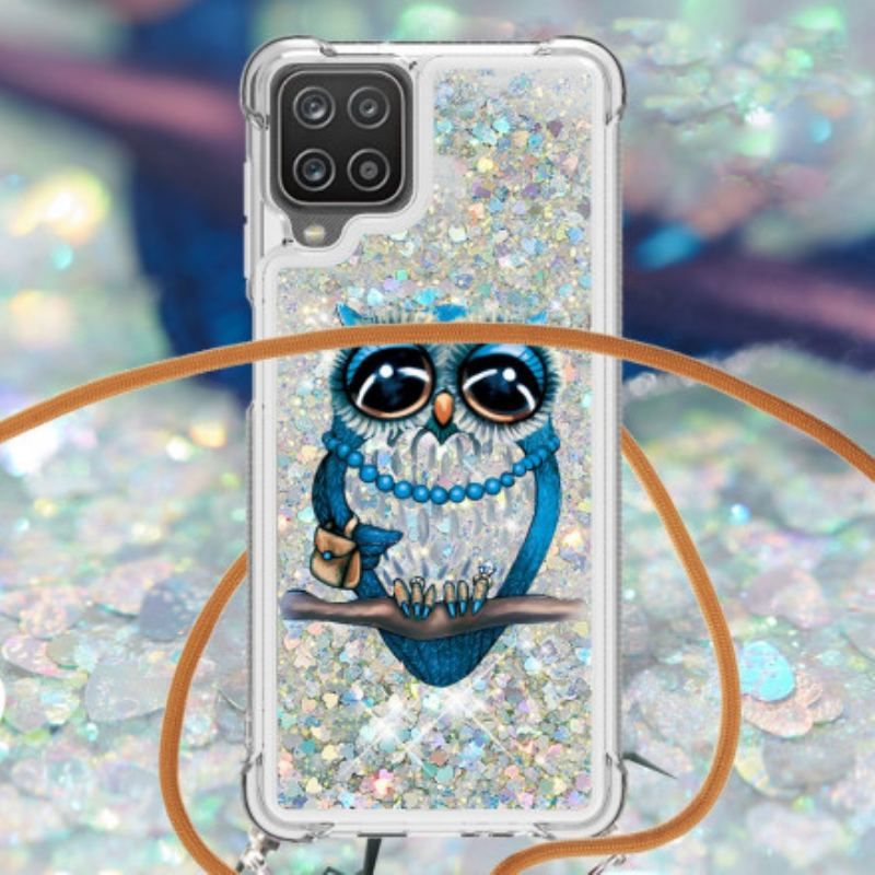 Coque Samsung Galaxy A12 / M12 à Cordon Paillettes Miss Hibou