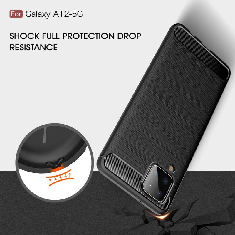 Coque Samsung Galaxy A12 / M12 Fibre Carbone Brossée