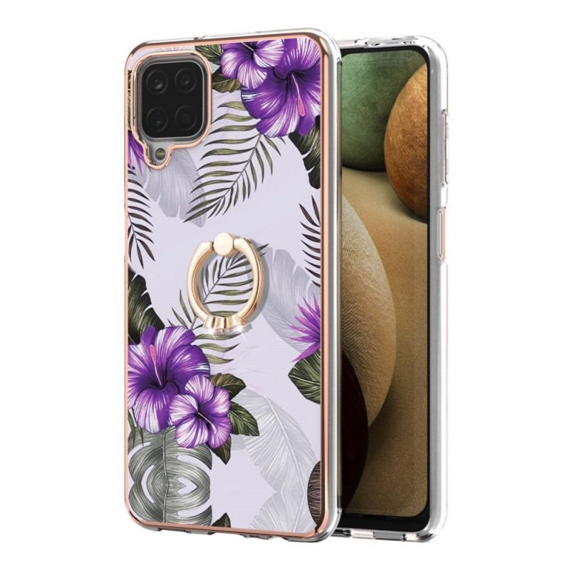 Coque Samsung Galaxy A12 / M12 Fleurs Anneau-Support